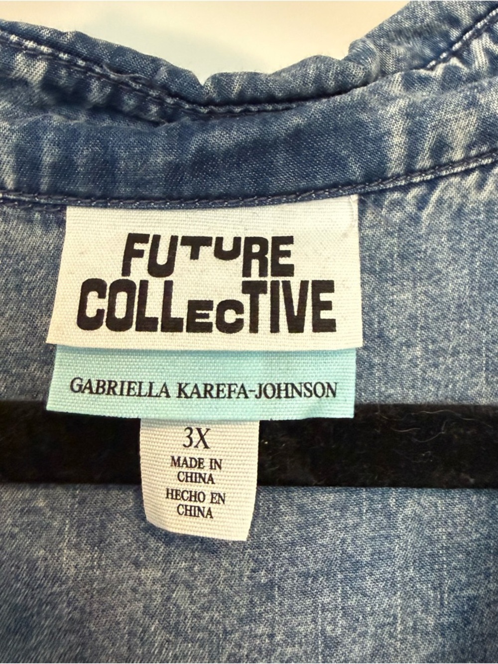 FUTURE COLLECTIVE Light Blue Denim-Look Button-Up - Picture 3 of 6